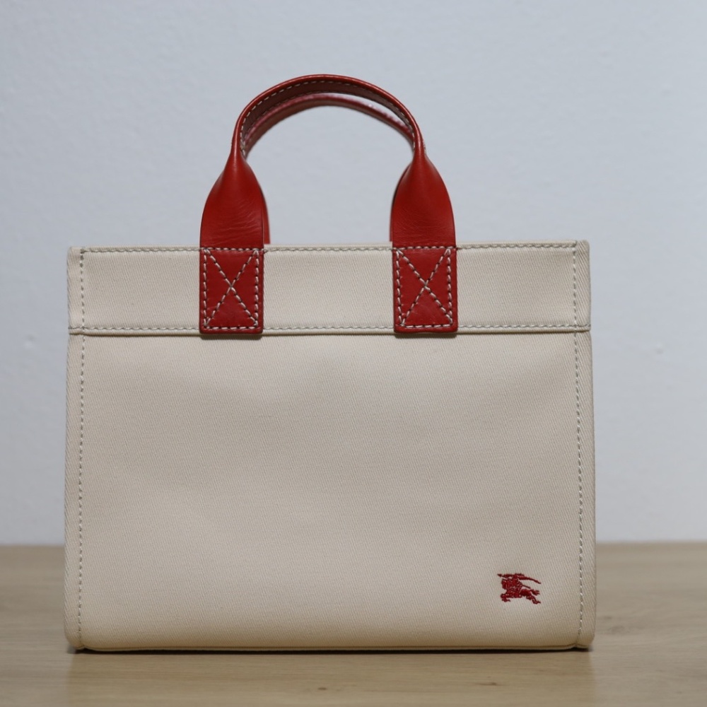 Burberry Blue Label Tote Hand Bag Canvas Beige